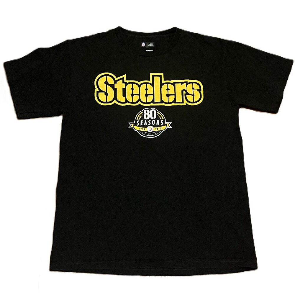 Pittsburgh Steelers Black "80 Seasons" T-Shirt Medium Cotton